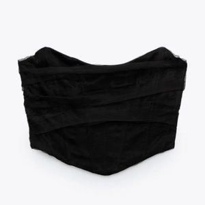 *DONATING ON 3/4* ZARA Corsetry Tulle Crop Top / Bustier in Black